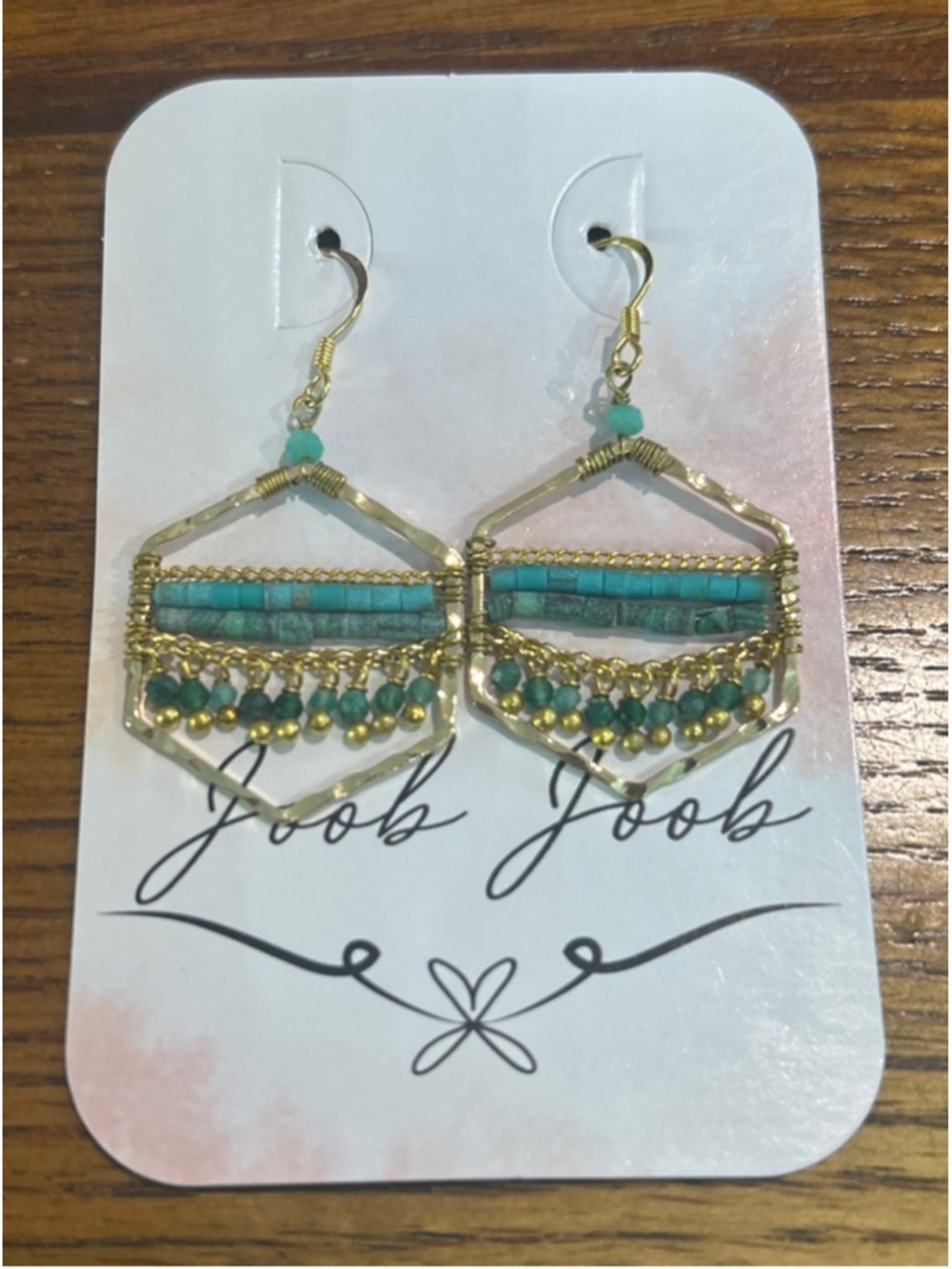 Women's Joob Joob One Size Gold & Turquoise Dangle Earrings